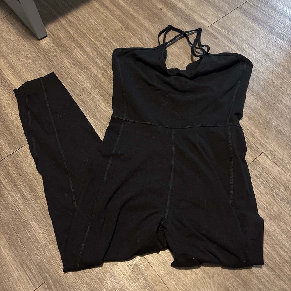 Old Navy Black Halter Jumpsuit with Fitted Silhouette